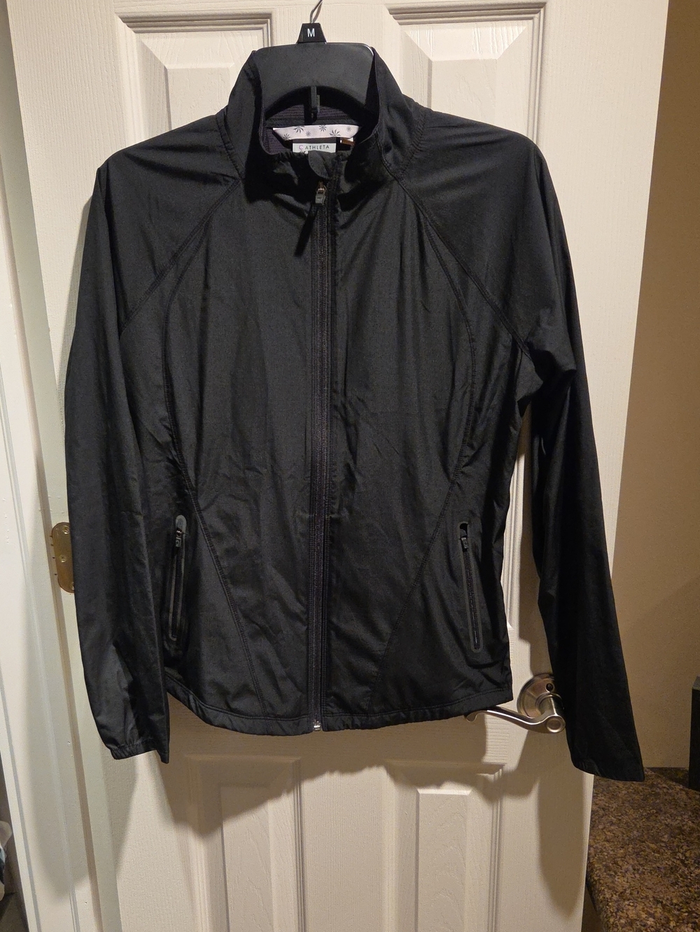 Athleta Black Lightweight Full-Zip Windbreaker Jacket